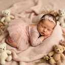 Newborn Lace Romper, 2 PCS Baby Girl Photography Props, Newborn Girl Photography Outfits with Flower Headband for Infants