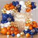 Orange and Navy Blue Balloon Arch Kit 164pcs Orange Navy Blue White Gold Confetti Balloons for Thanksgiving Wedding Baby Shower Engagement Birthday Graduations Party Decoration