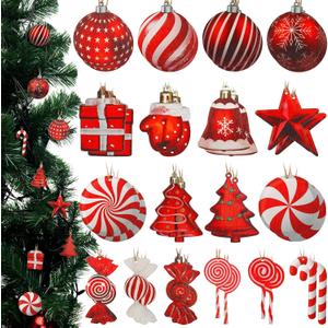 Rich Style 36 Pcs Christmas Tree Candy Cane Ornaments Wooden Hanging Peppermint Candy Red Whit Swirl Lollipop Xmas Ornaments for Home New Year Holiday Party Decoration