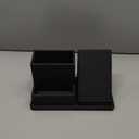 XNONE Pu Leather Desk Pen/ Pencil Organizer Multi-Function Cell Phone/ Remote Control Storage Box with 3 Compartments Office Supplies Sticky Note Tray Business Cards Holder, Black