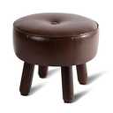 Oakvivo Small Foot Stool Ottoman, Round Pouf Foot Rest, Footstool Ottomans with Rubber Legs Under Desk, Faux Leather Footrest for Couch, Living Room, Bedroom, Office, 13''L x 13''W x 10.2''H, Coffee