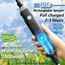 Battery Powered Garden Sprayer 2 Gallon, Electric Lawn Sprayer with 3 Mist Nozzles, Retractable Wand & Adjustable Shoulder Strap, Extended Run Time Backpack Water Spray for Weed, Yard, Gardening