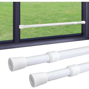 2 Pack Window Security Bars Adjustable Sliding Glass Door Lock Bars 15.7''-27.5'' Tension Rods 1.2'' Diameter Window Safety Lock Bar Stopper with Rubber Tips (White-2Pcs, 15.7''-27.5'')