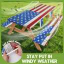 Picnic Table Cover with Bench Covers Waterproof Rectangle Tablecloth Camping Essentials Supplies Rv Travel Gear Must Haves Accessories Fitted Table Cloth Outdoor Road Trip Camper Gifts American Flag