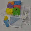 Comfylife 2 x Mesh Bath Toy Organizer + 6 Ultra Strong Hooks + 36 Bath Letters & Numbers  Eco-Safe, Fun, Educational Foam Letters and Perfect Toy Storage Net for Baby Bath Toys & More (White)