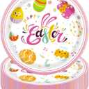 50PCS Easter Party Paper Plates Party Supplies, 7Inch Eggs Print Dessert Plates for Cake Salad Fruit Pizza, Disposable Party Supplies for Easter Kids Birthday Table Decor