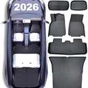 CHIYLE Full Set Floor Mats for New Tesla Model Y 2025 2026 Juniper(Rear with Screen) All Weather Floor Mats(5-seat), Tesla Y Frunk Trunk Mat Rear Cargo Liner,Tesla Model Y Accessories 2026(6 PCS)