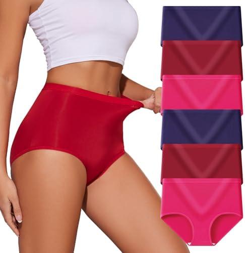 PPBYS Womens Underwear Pack,C Section High Waisted Tummy Control Moisture-Wicking Brief Underwear,plus size Panties 6 Packs XL