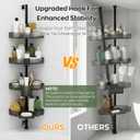 Corner Shower Caddy, Extendable Rustproof Shower Organizer Adjustable 4-Tier Bathroom Shelves Anti-Tipping Bathtub Shampoo Storage Floor Standing Bath Rack Shower Shelf with Soap Dish, Black 