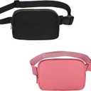 VOROLO Fanny Pack For Women And Men Crossbody Bag Belt Bag with Adjustable Strap Valentines Day Graduation Gifts (Black+Deep Pink)