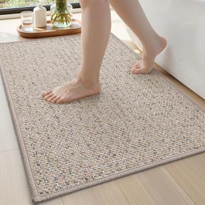 DEXI Bathroom Rug Non Slip Washable, 36x24 Ultra Thin Bath Mat, Beige