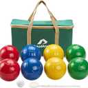 ApudArmis 100mm Bocce Balls Set, Lighter Outdoor Bocce Game for Backyard/Lawn/Beach - Set of 8 Soft PE Balls & 1 Pallino & Nylon Carrying Case & Measuring Tape for Teens Beginners