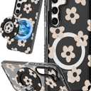 for Samsung Galaxy S23 Case for Women - Girls Cute Design Compatible with Magsafe Magnetic Ring Holder Stand Flowers Phone Covers Aesthetic Girly TPU Funda for S23