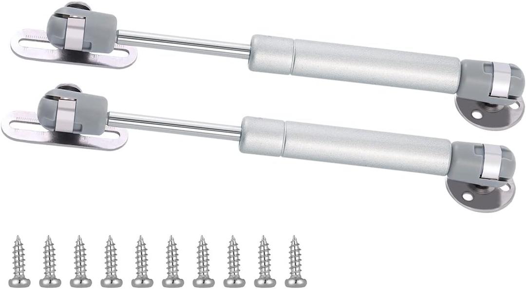 jing 20N4.4 lb Gas Strut Cabinet Hinge Safety Lift Support, Soft Open and Down Lid Support and Buffer Telescopic Cabinet Door Glue Head Gas Spring Supports 6 inch Length (2 Pack)