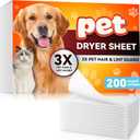 200 Count Pet Hair Remover for Laundry, Fresh Scent Pet Hair and Lint Dryer Sheets, 3X Pet Hair Fighters, Reduces Static, Adds Softness