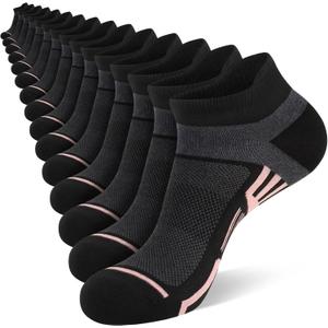 15 Pairs Womens Ankle Socks Lightweight Breathable Casual Low Cut Socks for Women With Heel Tab (6-10, Black)