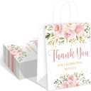 QIELSER 30 pcs Welcome Bags for Wedding Guests Bulk Floral Design Thank You for Celebrating with Us Gift Bags with Handles for Wedding Birthday Party Baby Shower Favors Supplies (Pink Rose)