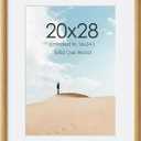 20x28 Solid Oak Wood Picture Frame for Wall,20x28 Wood Photo Frame Matted to 16x24 Photos,20 x 28 Poster Frame with Tempered Glass, Curved Wooden Picture Frames for Wall Art Photo and Prints