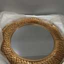 24 Inch Round Wall Mirror, Hammered Antique Gold Metal Frame, Vintage Decorative Circle Mirror for Bathroom Vanity, Living Room, Entryway, Farmhouse Wall Decor