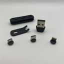 540 USB Type C 3-in-1 Magnetic Fast Charging Cable with Magnetically Interchangeable Tips for Micro USB, USB Type C, and iProducts (Black)