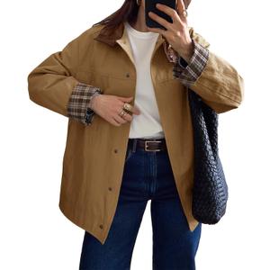 Tankaneo Womens Trench Coat Fall Jacket Windproof Overcoat (Brown, S)