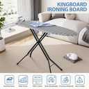 KINGBOARD Compact Ironing Board with Iron Rest, Foldable Ironing Board with Height Adjustable, Heavy Duty Iron Table Stand with Extra Thick Cover & Metal Legs, 43x13 Gray