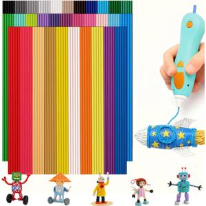 32 Colors PCL 2.5mm 3D Pen Filament Refill Compatible with 3Doodler Start+, Low Temperature Filament, 15 cm x 5 pcs Total 2400cm, Safe & Easy-Use Refill 160Pcs