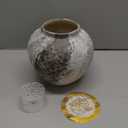 Rustic Distressed Large Ceramic Vase, 8.6 inch Terracotta Pottery Tall Decorative Vases, Concrete Vases Clay Stone Antique Big Vase for Home Decor (Round 8.6 in X 8 in) (Brown+white-a)