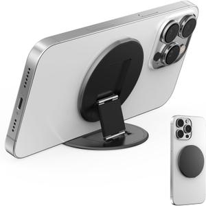 Two-Sided Magnetic Phone Ring Holder for MagSafe, Magnetic Cell Phone Grip Stand Finger Ring Kickstand Compatible with iPhone /17/16/15/14/13/12Pro Max Accessories (Black Metal)