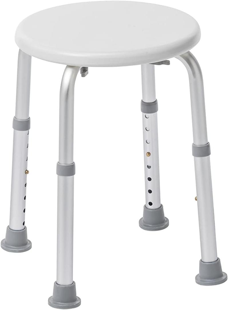 Drive Medical Shower Stool - Adjustable Height - Lightweight Aluminum Construction - 300 Lb Weight Capacity - Compact Tub & Shower Seat - Safety Bath Accessory - White