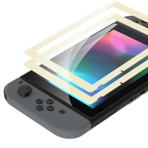 eXtremeRate 2 Pack Antique Yellow Border Transparent HD Clear Saver Protector Film, Tempered Glass Screen Protector for Nintendo Switch [Anti-Scratch, Anti-Fingerprint, Shatterproof, Bubble-Free]