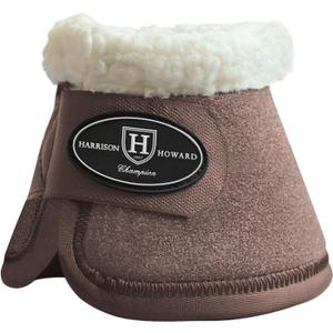 Harrison Howard Bell Boots for Horse Training Hoof Overreach Protection Fleece Lined Bell Boots (Full (Large), coffee)