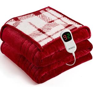 Heated Electric Blanket Full Size - 72"x84" Flannel Heating Blanket with 10 Heating Levels & 5 Time Settings Over-Heat Protection, Winter Warmer for Adults with ETL CertificationRed
