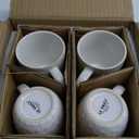 LE TAUCI Coffee Mugs 12 oz, Ceramic Mug Set, Embossment Cups for Latte, Hot Tea, Cappuccino, Mocha, CocoaSuit For Housewarming Wedding - 3.4 inch, Set of 4, Arctic White