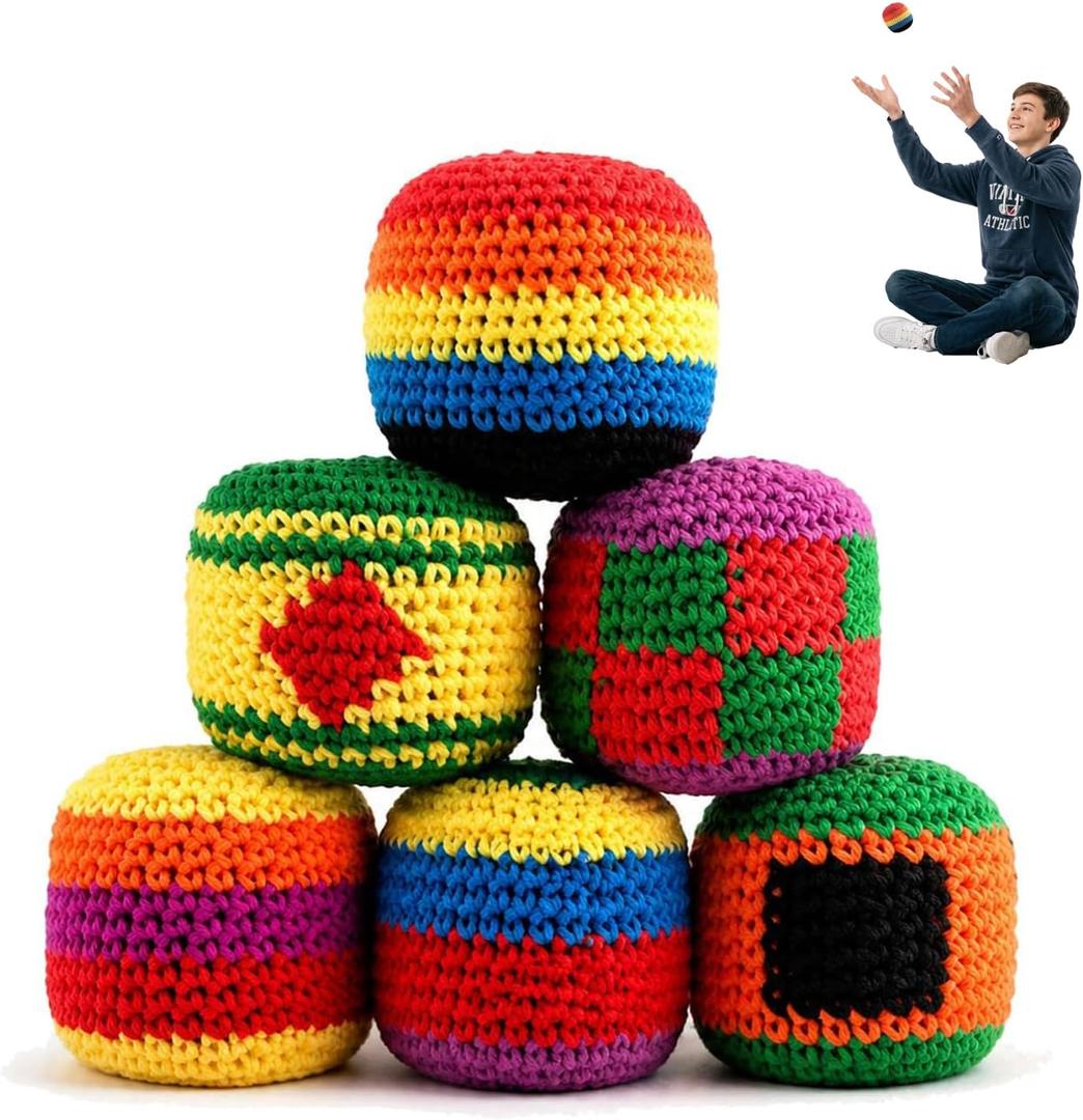 Hacky Footbag Sack Set Soft Kick Sack Balls for Adults & Beginners Durable Juggling & Outdoor Game Portable Fun for Beach, Camping, Backyard & Summer Party