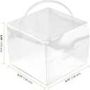 SEUNMUK 60 Pieces 5 x 5 x 4 Inch Clear Cake Boxes with Handles & Cake Boards, Transparent Bakery Boxes, Plastic Cake Packaging Boxes for Birthday, Wedding