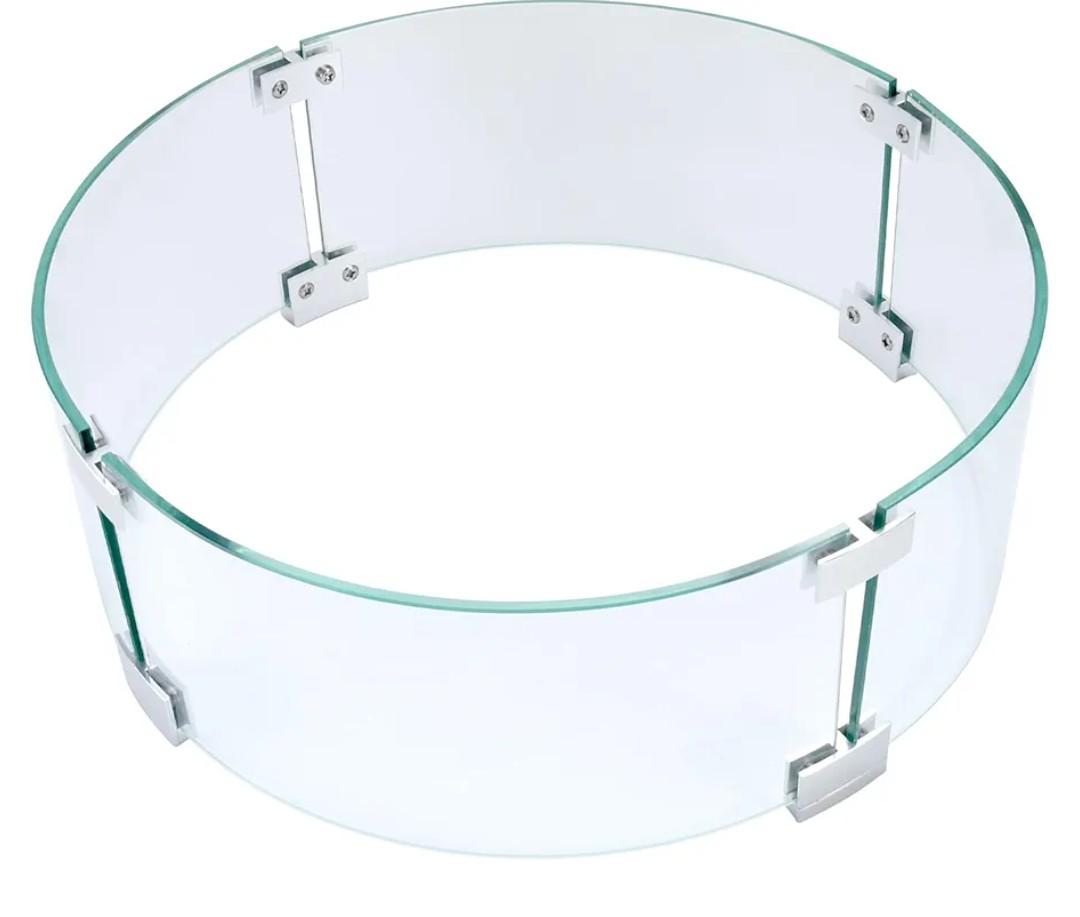 Fire Pit Wind Guard, 23" Glass Wind Guard for Fire Pit Round Table, Made of Clear Tempered Glass Set with Assembly Instructions