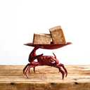 Creative Co-Op Distressed Cast Iron Crab Shaped Decorative Dish, Red, 6"L x 4.5"W x 4.75"H
