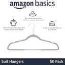 Amazon Basics Slim Velvet Non-Slip Space Saving Suit Clothes Hangers, Closet Organizer, Gray/Silver, 50-Pack