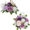 BLOSMON Artificial Flowers Ball Wedding Centerpieces 2 Pcs Lilac Rose Artificial Flower Center Pieces Decoration for Table Silk Kissing Ball Faux Floral Bouquet Arrangements for Home Party DIY Decor