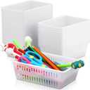 Sherr 36 Pack Classroom Storage Basket Small Plastic Basket for Organizing Crayon Pencil Container Storage Bin Tray Holder for Paper Shelf Back to School Office Supply 6.1" l x 4.3" w x 2.4" h(White)