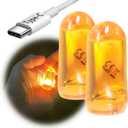 USB Mini LED Lantern, 2 Pack Waterproof EDC Keychain LED Flashlight for Camping, Type-C Rechargeable Battery Small Stick Lamp Puck Dog Collar Torch Light (Orange+Red)