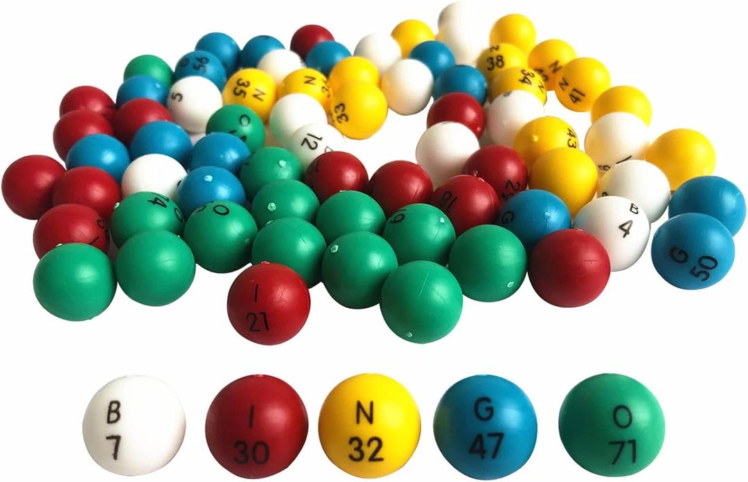 Yuanhe 3/5 Inch Bingo Balls for Standard Cages and Bingo Boards, Easy Read, 75 Count, Perfect for Parties,Bingo Nights, Raffles,Lost Bingo Ball Replacements