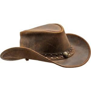 Leather Cowboy hat Also Worn as Outback hat Western Vintage Australian Hats for Men & Women (Medium, Redish Brown)