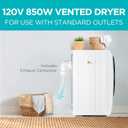BLACK+DECKER 1.5 Cu. Ft. Compact Dryer, 5.5 lb. Capacity, 850W 120V Vented Electric Drying Machine with Stainless Steel Drum, Portable Dryer for Laundry for Standard Wall Outlet, BCED15, White