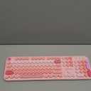 Wireless Keyboard and Mouse, Typewriter Full Size Keyboard with Number Pad and 2 in 1 USB Connected Mouse for Windows 7/8/10, Laptop, Desktop, PC, Computer (Pink Colorful)