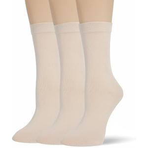 Thin Crew Socks for Women, Ladies Soft Cotton High Calf Boot Sock for Trouser, Dress, Business (Beige), Size 5-11