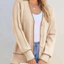 Dokotoo Short Cardigans for Women Color Blocked 2026 Spring Fashion Button Down Sweaters Winter Coats with Pockets (S)