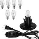 Himalayan Salt Lamp Cord Replacement Kit with Dimmer Switch & 5-Pack 15W E12 Halogen Bulbs, 5ft Cord Base Assembly for Salt Rock Lamps, 110V Adjustable Brightness Cord Set (1)