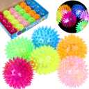 24 Pieces Light Up Bouncy Ball Light up Spike Rubber Ball Sensory Toy Flashing Spiky Sensory Stress Balls for Party Favors Student Gifts School Rewards(Cordless) (type2)